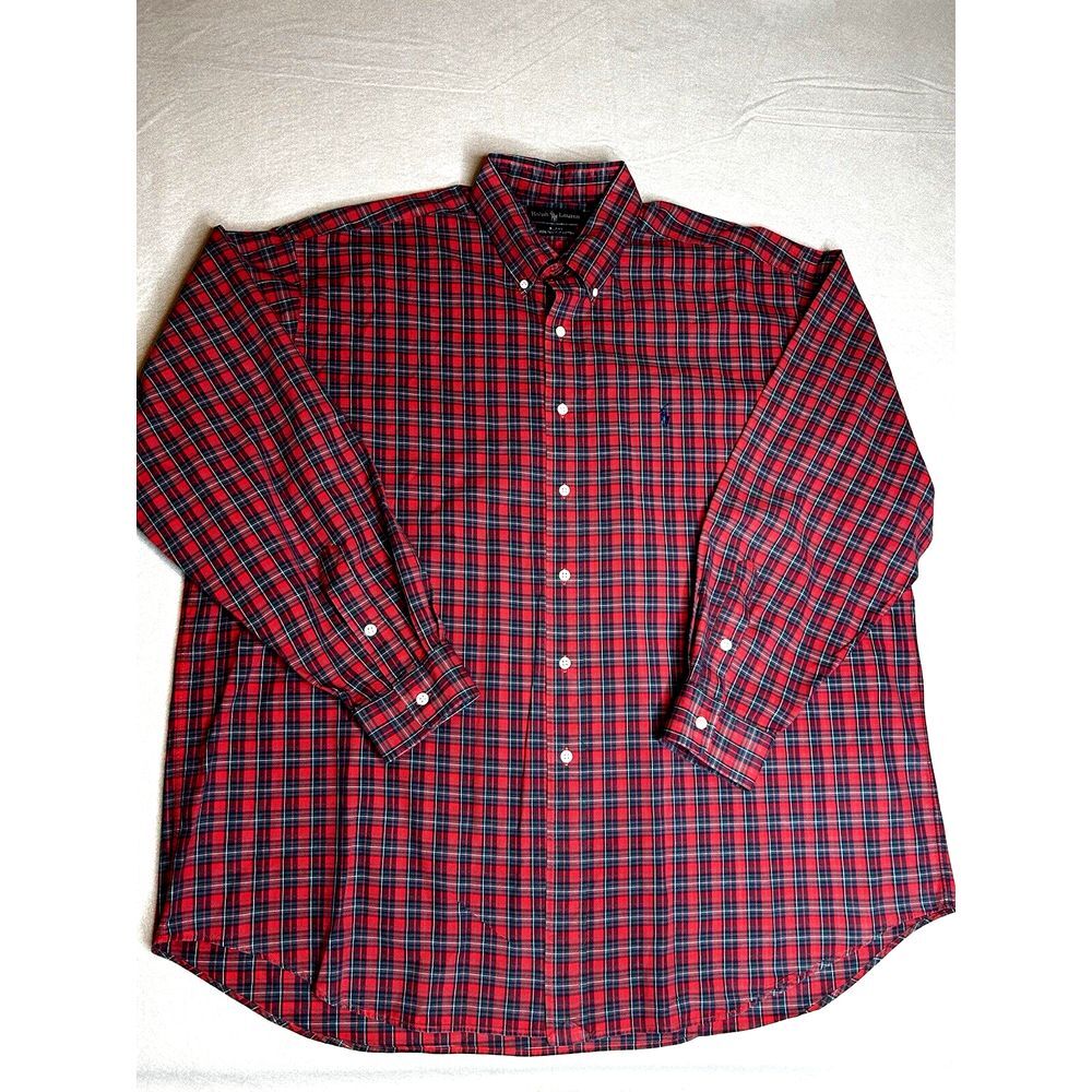 Ralph Lauren Red & Green Plaid “Blake” Cotton Button Down Collared Shirt XXL - Picture 3 of 9